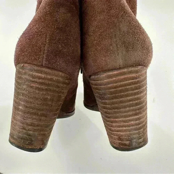 Lucky brand sway ankle booties size 7.5 37.5 chocolate brown suede wedge boots - Picture 8 of 13